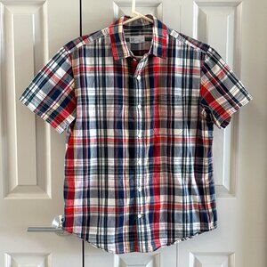 GAP Men's Standard Fit Plaid Short Sleeve Shirt (M)